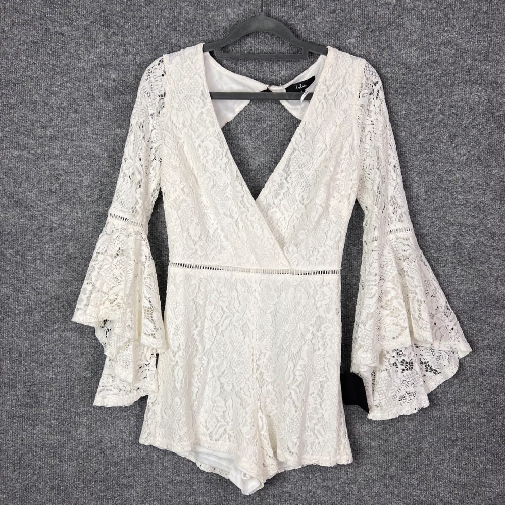 Lulu's Cream Lace Bell-Sleeve Romper